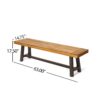 Tranquilizer - Outdoor Acacia Wood Bench With Slat Panel Design (Set of 2) - Sandblasted Brown / Rustic Metal - Image 3