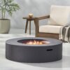 Modern Lightweight Concrete Outdoor Circular Fire Pit 50, 000 Btu - Dark Gray - Image 4