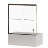Double Sliding Bathtub Shower Door, Semi Frameless Bypass Tub Door, 1 / 4" (6Mm) Tempered Glass With Explosion - Proof Film, Adjustable Aluminum Alloy Frame - Matte Black - Image 12