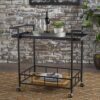 2 Tier Bar Cart, Utility Cart, Rolling Serving Cart, Kitchen Cart With Storage Shelves - Black - Image 5
