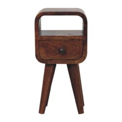 Extra Mini Curve Open Slot Bedside Table - Chestnut