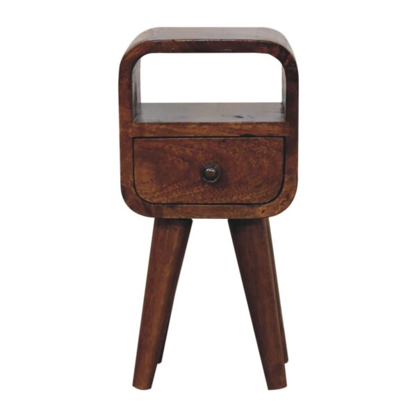 Extra Mini Curve Open Slot Bedside Table - Chestnut