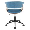 Vintage Mod - Mid-Century Modern Office Chair - Black / Walnut / Blue - Image 4