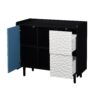 Modern Sideboard Buffet Cabinet With Red Doors And Unique Panel Styling - Black - Image 26