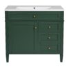 Bathroom Vanity With Top Sink, Modern Bathroom Storage Cabinet, 2 Drawers And A Tip-Out Drawer, Single Sink Bathroom Vanity - Green - Image 9