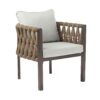 2 Pieces Outdoor Metal Patio Club Chair, Patio Furniture Arm Chair With Cushion, Modern Outdoor Furniture Deep Seating For Porch, Garden, Backyard, Balcony - Brown / Light Gray - Image 6