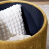 Classic Chenille Storage Ottoman Set With Drum Shaped Stool And Panel - Dark Yellow - Image 13