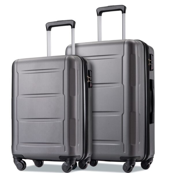 Expanable Spinner Wheel 2 Piece Luggage Set ABS Lightweight Suitcase With Tsa Lock 20" / 28" - Dark Gray