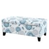 Luxury Storage Ottoman With Floral Patterned Fabric, Soft Close Hinges, Functional Footrest & Seat - Multicolor - Image 4