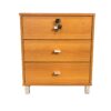 3 Drawer Nightstand Locking Top Drawer Metal Drawer Glides Metal Bar Handles - Light Cherry - Image 3