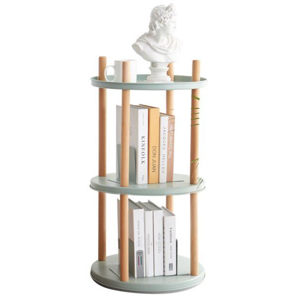 Storage Shelf, 360° Rotating Bookshelf, 3 Tier Bookcase With Large-Capacity Storage Space, Multifunctional Storage Rack, Compact Design For Living Room - Natural