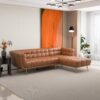 Addison - Right Sectional Leather Sofa - Cognac - Image 12