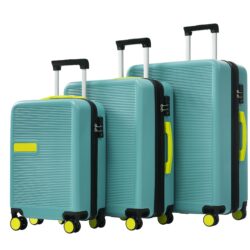 Hardshell Luggage Sets 3 Pieces Contrast Color Suitcase With Spinner Wheels And Tsa Lock 20" 24" 28" Available - Teal Blue