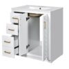 Bathroom Vanity With Ceramic Sink Combo, Frame Bathroom Storage Cabinet, Freestanding Vanity Set With 3 Drawers & Soft Closing Doors - White - Image 10