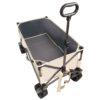 Folding Wagon, Heavy Duty Utility Beach Wagon Cart For Sand With Big Wheels, Adjustable Handle & Drink Holders For Shopping, Camping, Garden And Outdoor - Antique White / Gray - Image 6