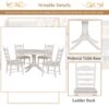5 Piece Retro Functional Dining Table Set With Extendable Round Table And Upholstered Chairs - Antique White - Image 7