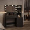 Newly Designed Smart Mirror Dressing Table With Drawers And Storage Cabinet, Dressing Table With Dressing Pad For Bedroom, Dressing Room - Black - Image 3