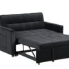 Maeve - Velvet Convertible Sleeper Loveseat With Tufting and Side Pocket - Black - Image 2