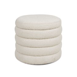 Fuji - Oversized Round Storage Ottoman - Ivory White