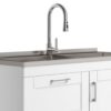 Shaker - Modern Wide Laundry Cabinet With Faucet And Stainless Steel Sink - White - Image 4