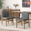 Contemporary Dining Chair Set Upholstered Fabric With Rubberwood Frame - Dark Gray - Image 5