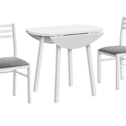 3 Pieces Dining Table Set, Small, Drop Leaf, Contemporary & Modern - White