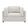 Wide Modern Oversized Armchair With Ottoman Stool, Single Sofa With Lumbar Support, Accent Chair, Reading Chair For Bedroom, Living Room - Cream - Image 14