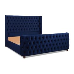 Brooklyn - King Tufted Panel Bed Headboard And Footboard Set - Navy Blue