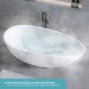Solid Surface Matte Tub, Freestanding Solid Surface Resin Stone Bathtub, Solid Surface Matte White Soaking Tub, Free Standing Tub With Overflow And Pop-Up Drain - Matte White - Image 3