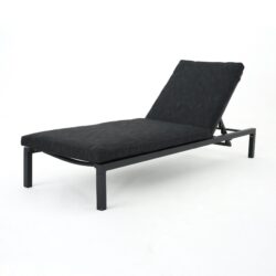 Modern Aluminum Chaise Lounge With Water Resistant Fabric Cushions - Dark Gray
