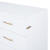 Queen Murphy Bed With Frosted Glass Doors Design, Fake Drawers, Metal Legs - White - Image 9