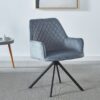 Modern Desk Chair No Wheel, Ergonomic Office Chair Home Office Upholstered Chair, Computer Chair For Bedroom, Reception Room, Living Room With Metal Legs - Blue - Image 3
