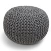 Nikki - Hand Knit Round Pouf - Gray - Image 2