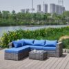 Luxurious Comfort Patio Sofa With Cushions - Blue / Gray - Image 2