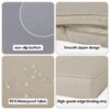 14 Pack Cushion Covers For 7 Piece Wicker Rattan Sectional Sofa (6 Seater), Outdoor Seat And Back Slipcovers With Zippers - Khaki - Image 3