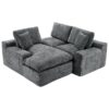 Cloud Sectional Sofa Upholstered Sofa Couch With Double-Layer Cushion And Side Pockets, Free Combined Sectional Sofa Full Compressed Sofa For Living Room - Gray - Image 20