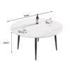 59.05" Modern Man-Made Stone Round Metal Dining Table-Position For 6 People - White / Black - Image 9