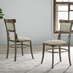 Bistro - Wide Contemporary Fabric Dining Chair With Cushion (Set of 2) - Vintage Walnut