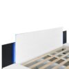 King Size Floating Platform Bed, With LED Lights, Bedside Nightstand - White - Image 6
