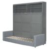 Queen Size Murphy Wall Bed With Sofa - Gray - Image 13