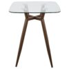 Clara - Mid-Century Modern Square Counter Table - Walnut / Clear - Image 2