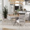 Retro 5 Piece Dining Table Set With Extendable Round Table And Upholstered Chairs - Off White - Image 5