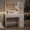 40.95" Newly Designed Smart Mirror Dressing Table With Drawers And Storage Cabinet, Dressing Table With Dressing Pad For Bedroom, Dressing Room - White - Image 12
