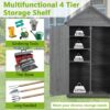 Outdoor Storage Cabinet, Garden Wood Tool Shed, Outside Wooden Shed Closet With Shelves And Latch For Yard - Gray - Image 2