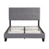 Queen Size Upholstered Platform Bed Frame With Button Tufted Linen Headboard, No Box Spring Needed, Wood Slat Support - Gray - Image 3