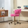 Velvet Home Office Desk Chair, Modern Cute Computer Chair, Wheels Swivel Height Adjustable Task Chair - Rose Red - Image 12