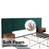 Upholstered King Size Bed Frame Of Velvet Tufted Headboard With Floating Nightstand LED / USB Built-In - Dark Green - Image 14