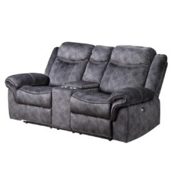 Jimny - Domino Power Console Reclining Loveseats With Power Switch - Gray