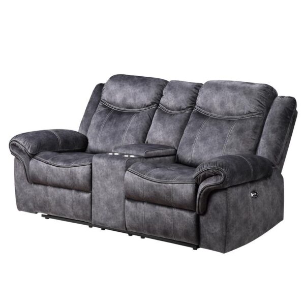 Jimny - Domino Power Console Reclining Loveseats With Power Switch - Gray