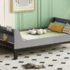 Twin Bed With Headboard, Footboard, Safeguards, Built-In Bed-End Book Storage Rack - Gray - Image 9